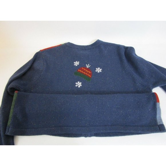 Christmas Full Zip Sweater Sz Large Snowman Snowflakes Croft & Barrow Colorblock - Picture 10 of 10